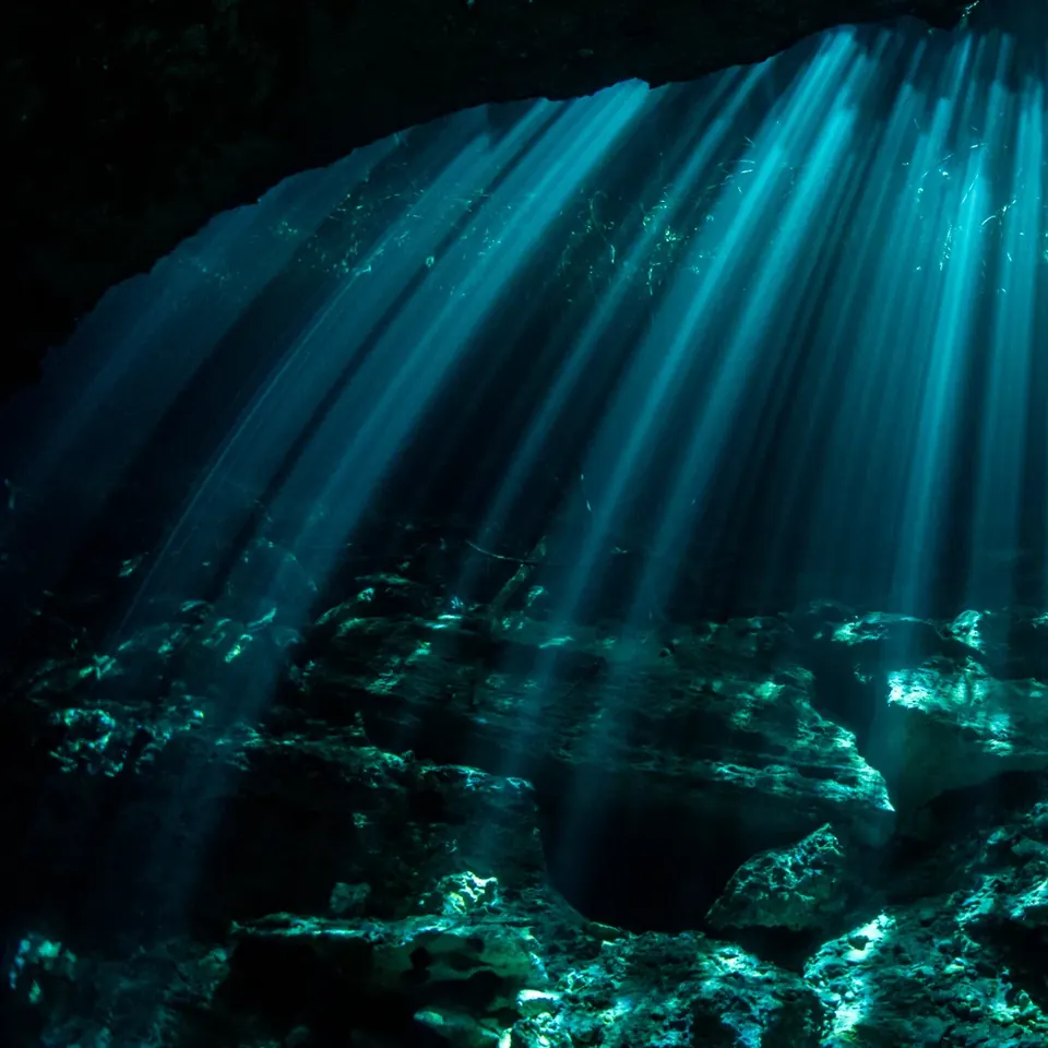Scuba diving at Cenote Ponderosa (Garden of Eden)