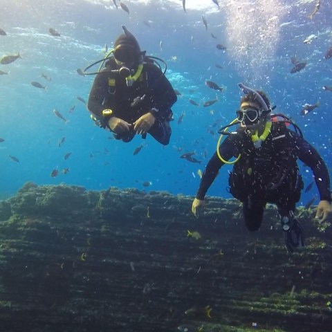 a man swimming in the water
